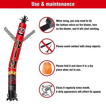 6 10 15 20FT Tall Rim Sale Waving Inflatable Tube Man(Blower Not Included) - goodeny