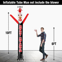 6 10 15 20FT Tall Roast Chicken Waving Inflatable Tube Man(Blower Not Included) - goodeny