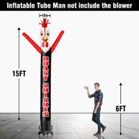 6 10 15 20FT Tall Roast Chicken Waving Inflatable Tube Man(Blower Not Included) - goodeny