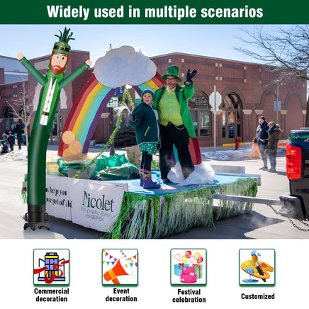 6 10 15 20FT Tall Saint Patrick Waving Inflatable Tube Man(Blower Not Included) - goodeny