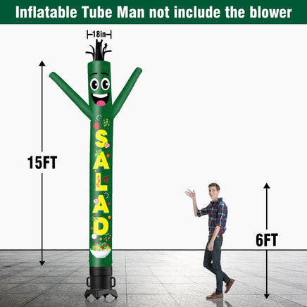 6 10 15 20FT Tall Salad Waving Inflatable Tube Man(Blower Not Included) - goodeny