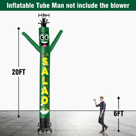 6 10 15 20FT Tall Salad Waving Inflatable Tube Man(Blower Not Included) - goodeny