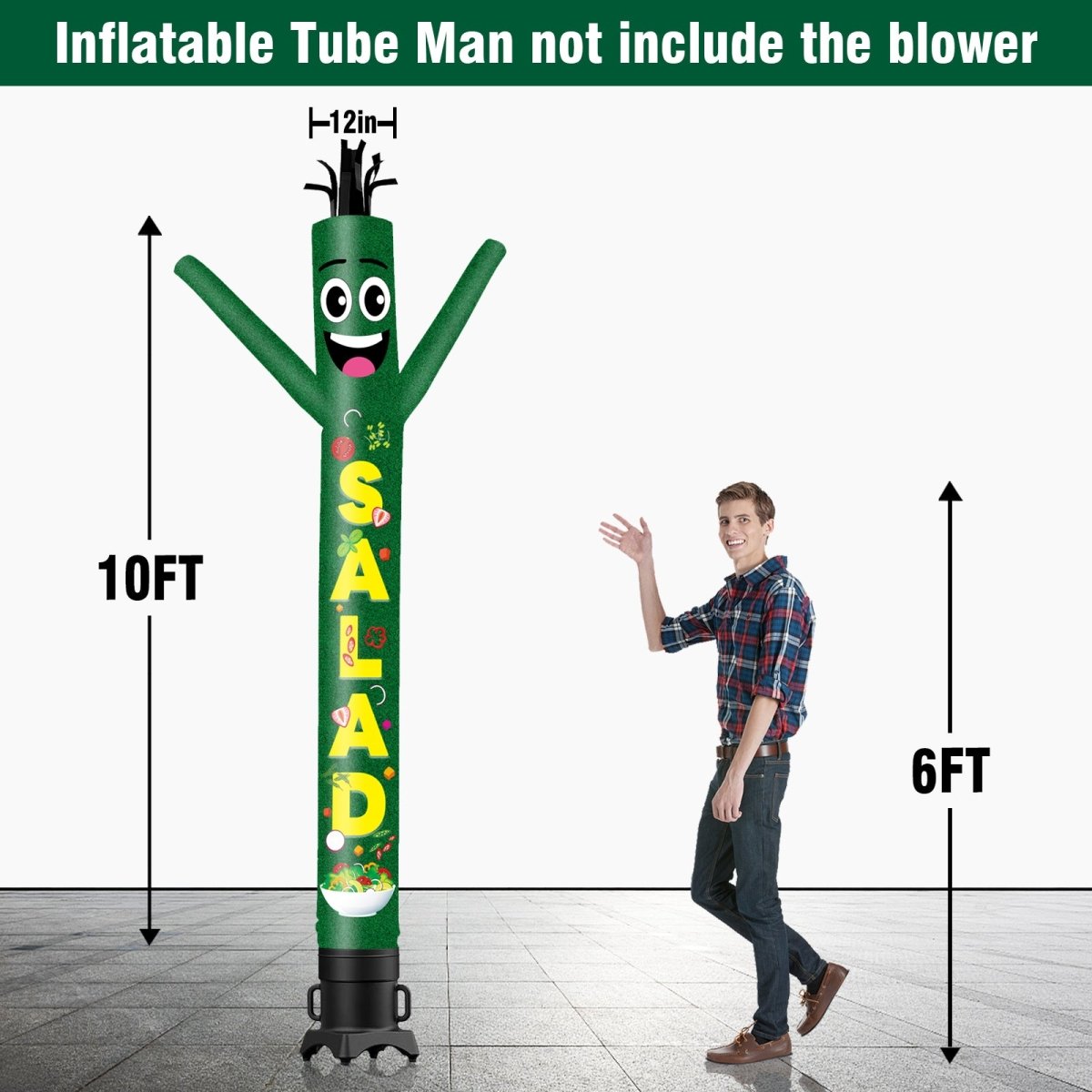 6 10 15 20FT Tall Salad Waving Inflatable Tube Man(Blower Not Included ...