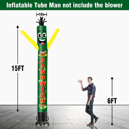 6 10 15 20FT Tall Sandwich Waving Inflatable Tube Man(Blower Not Included) - goodeny