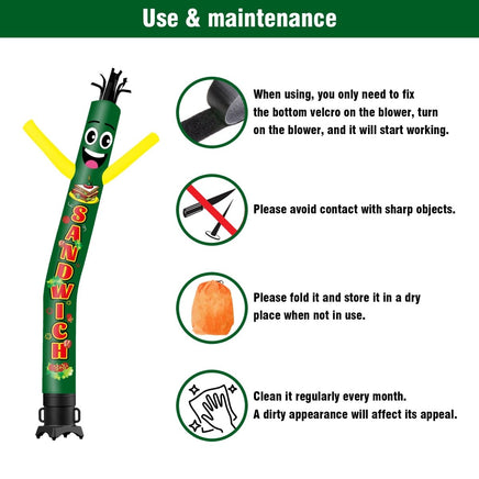 6 10 15 20FT Tall Sandwich Waving Inflatable Tube Man(Blower Not Included) - goodeny