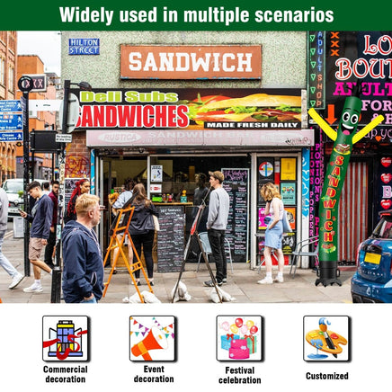 6 10 15 20FT Tall Sandwich Waving Inflatable Tube Man(Blower Not Included) - goodeny