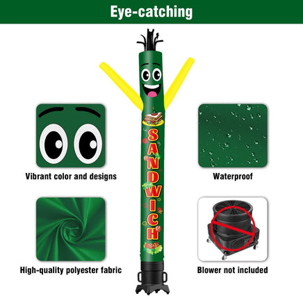 6 10 15 20FT Tall Sandwich Waving Inflatable Tube Man(Blower Not Included) - goodeny