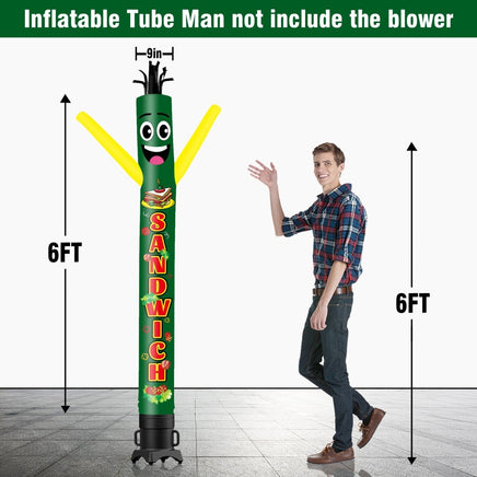 6 10 15 20FT Tall Sandwich Waving Inflatable Tube Man(Blower Not Included) - goodeny