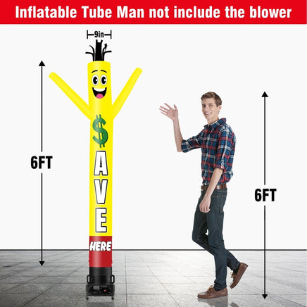 6 10 15 20FT Tall Save Here Waving Inflatable Tube Man(Blower Not Included) - goodeny