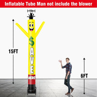6 10 15 20FT Tall Save Here Waving Inflatable Tube Man(Blower Not Included) - goodeny