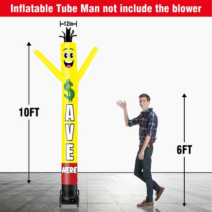 6 10 15 20FT Tall Save Here Waving Inflatable Tube Man(Blower Not Included) - goodeny