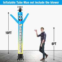 6 10 15 20FT Tall Shaved Ice Skyblue Waving Inflatable Tube Man(Blower Not Included) - goodeny
