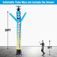 6 10 15 20FT Tall Shaved Ice Skyblue Waving Inflatable Tube Man(Blower Not Included) - goodeny