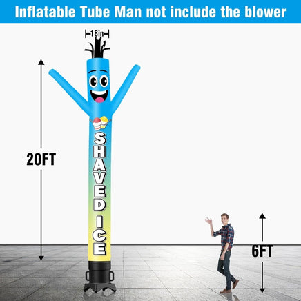 6 10 15 20FT Tall Shaved Ice Skyblue Waving Inflatable Tube Man(Blower Not Included) - goodeny