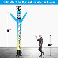 6 10 15 20FT Tall Shaved Ice Skyblue Waving Inflatable Tube Man(Blower Not Included) - goodeny