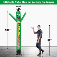 6 10 15 20FT Tall Shrimp Tacos Waving Inflatable Tube Man(Blower Not Included) - goodeny