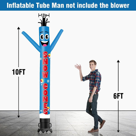 6 10 15 20FT Tall Snow Cones Waving Inflatable Tube Man(Blower Not Included) - goodeny