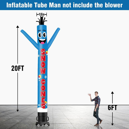6 10 15 20FT Tall Snow Cones Waving Inflatable Tube Man(Blower Not Included) - goodeny