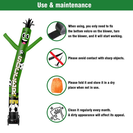6 10 15 20FT Tall Soccer Party Waving Inflatable Tube Man(Blower Not Included) - goodeny