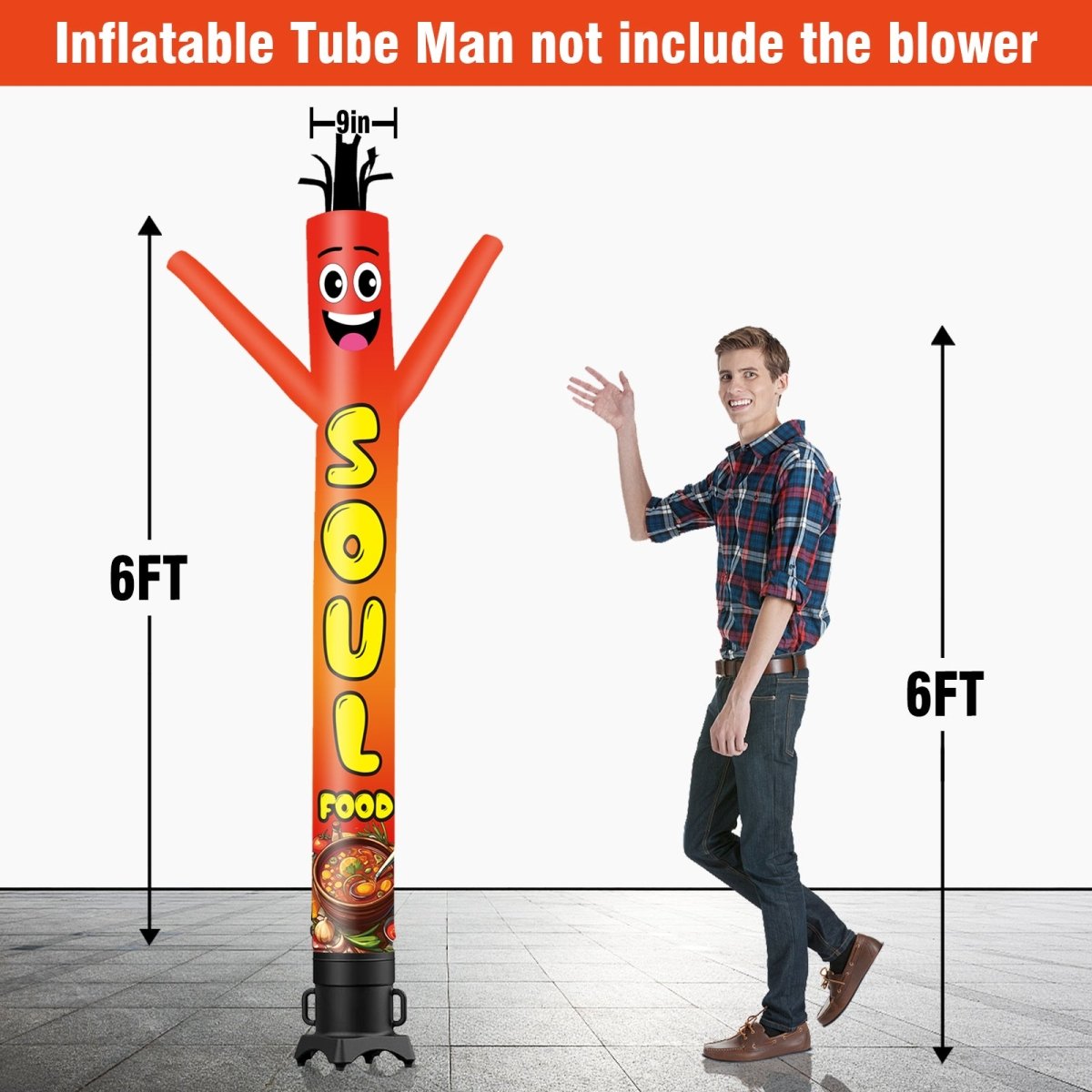 6 10 15 20FT Tall Soul Food Waving Inflatable Tube Man(Blower Not ...