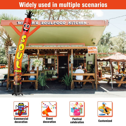 6 10 15 20FT Tall Soul Food Waving Inflatable Tube Man(Blower Not Included) - goodeny