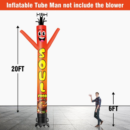 6 10 15 20FT Tall Soul Food Waving Inflatable Tube Man(Blower Not Included) - goodeny