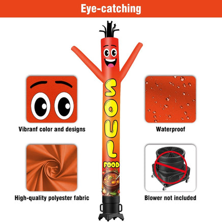 6 10 15 20FT Tall Soul Food Waving Inflatable Tube Man(Blower Not Included) - goodeny
