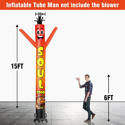 6 10 15 20FT Tall Soul Food Waving Inflatable Tube Man(Blower Not Included) - goodeny