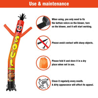 6 10 15 20FT Tall Soul Food Waving Inflatable Tube Man(Blower Not Included) - goodeny