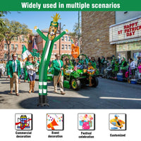 6 10 15 20FT Tall St. Patrick's Day Leprechaun Dog Waving Inflatable Tube Man(Blower Not Included) - goodeny