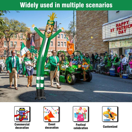 6 10 15 20FT Tall St. Patrick's Day Leprechaun Dog Waving Inflatable Tube Man(Blower Not Included) - goodeny