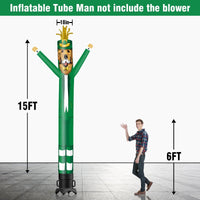 6 10 15 20FT Tall St. Patrick's Day Leprechaun Dog Waving Inflatable Tube Man(Blower Not Included) - goodeny