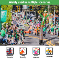 6 10 15 20FT Tall St. Patrick's Day Leprechaun Waving Inflatable Tube Man(Blower Not Included) - goodeny