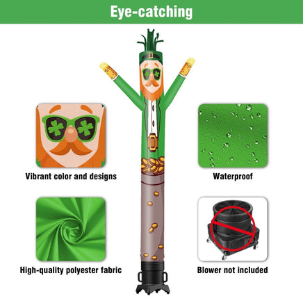 6 10 15 20FT Tall St. Patrick's Day Leprechaun Waving Inflatable Tube Man(Blower Not Included) - goodeny