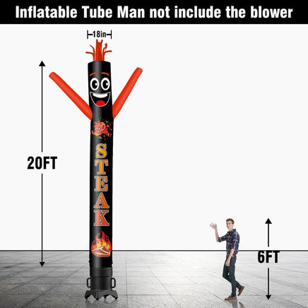 6 10 15 20FT Tall Steak Waving Inflatable Tube Man(Blower Not Included) - goodeny