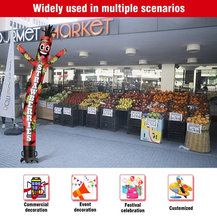 6 10 15 20FT Tall Strawberries Waving Inflatable Tube Man(Blower Not Included) - goodeny