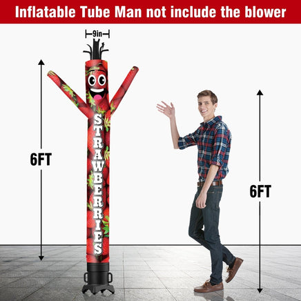 6 10 15 20FT Tall Strawberries Waving Inflatable Tube Man(Blower Not Included) - goodeny