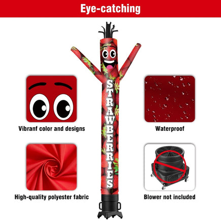 6 10 15 20FT Tall Strawberries Waving Inflatable Tube Man(Blower Not Included) - goodeny