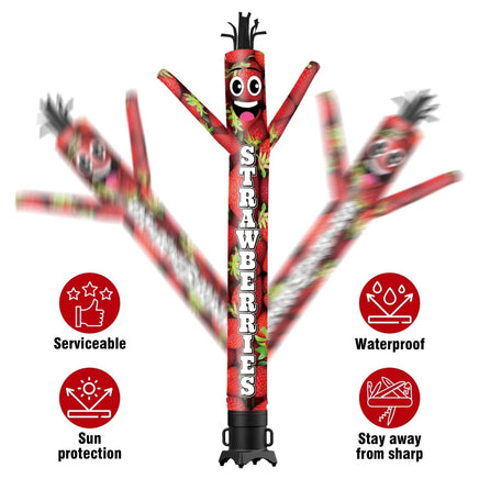 6 10 15 20FT Tall Strawberries Waving Inflatable Tube Man(Blower Not Included) - goodeny
