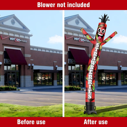 6 10 15 20FT Tall Strawberries Waving Inflatable Tube Man(Blower Not Included) - goodeny