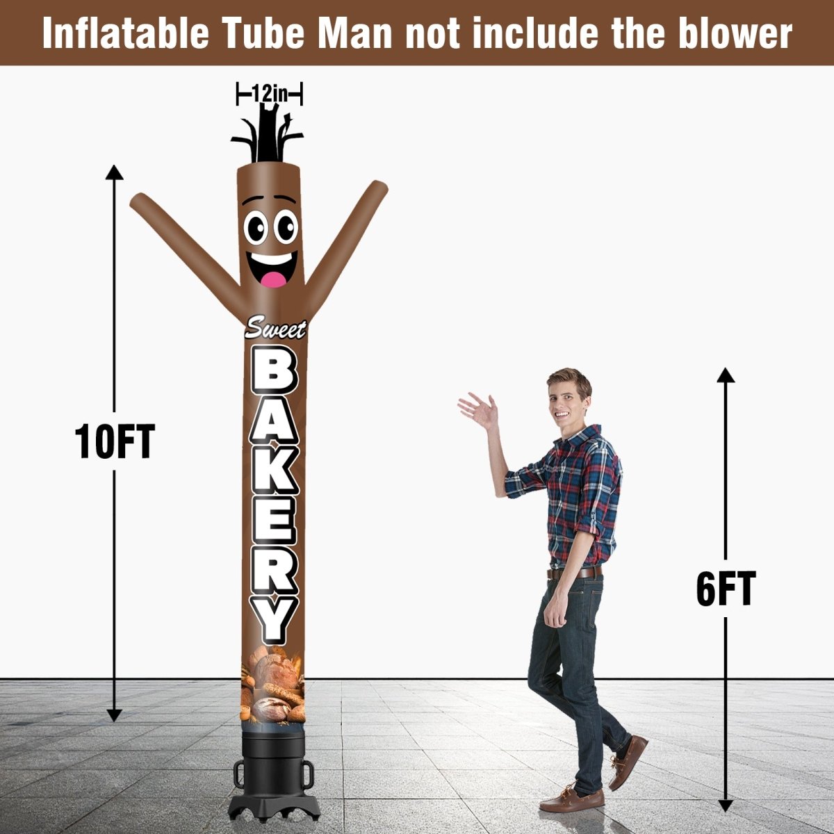 6 10 15 20FT Tall Sweet Bakery Waving Inflatable Tube Man(Blower Not ...