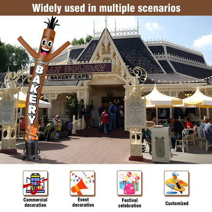 6 10 15 20FT Tall Sweet Bakery Waving Inflatable Tube Man(Blower Not Included) - goodeny