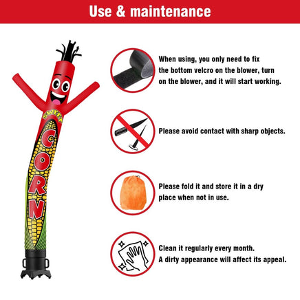 6 10 15 20FT Tall Sweet Corn Waving Inflatable Tube Man(Blower Not Included) - goodeny