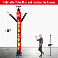 6 10 15 20FT Tall Tacos Waving Inflatable Tube Man(Blower Not Included) - goodeny