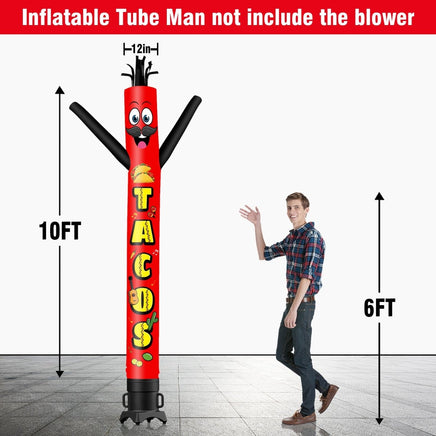 6 10 15 20FT Tall Tacos Waving Inflatable Tube Man(Blower Not Included) - goodeny