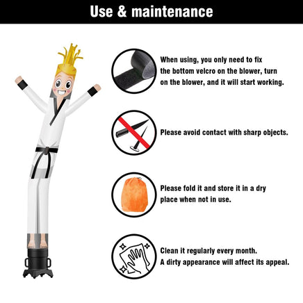 6 10 15 20FT Tall Taekwondo Waving Inflatable Tube Man(Blower Not Included) - goodeny