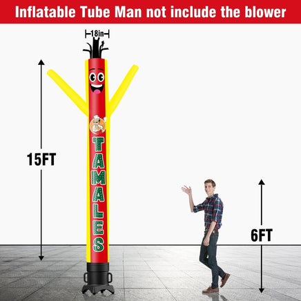 6 10 15 20FT Tall Tamales Waving Inflatable Tube Man(Blower Not Included) - goodeny