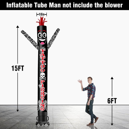 6 10 15 20FT Tall Tattoo Piercing Waving Inflatable Tube Man(Blower Not Included) - goodeny