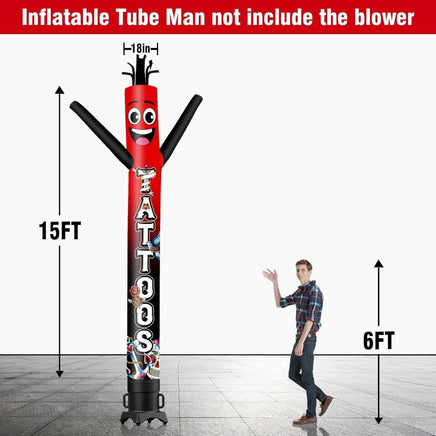 6 10 15 20FT Tall Tattoos 01 Waving Inflatable Tube Man(Blower Not Included) - goodeny