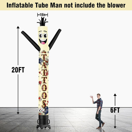 6 10 15 20FT Tall Tattoos Waving Inflatable Tube Man(Blower Not Included) - goodeny
